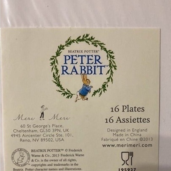 NIP! MERI MERI PETER RABBIT EASTER PAPER PLATES AND NAPKINS - Picture 4 of 9